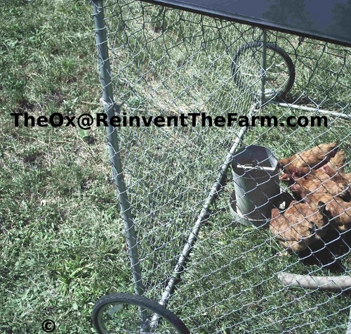 Mobile Chicken Coop with Solar panel roof preparing to move to the tall grass